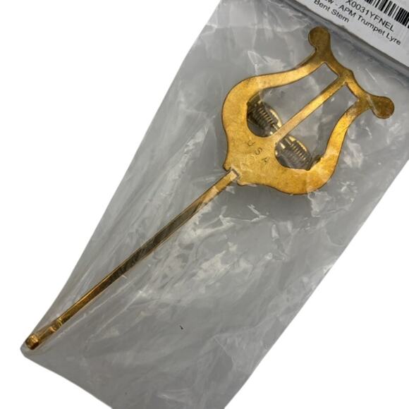 New APM #501G Trumpet Lyre Bent Stem Brass Plated Music Accessory - Picture 4 of 6